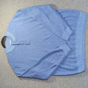 johnnie-O Essex 100% Marino Wool Pullover Henley Sweater Large in Laguna Blue